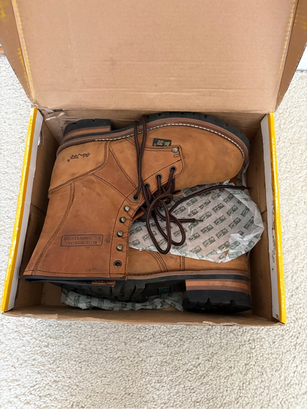 Ad Tec Men's Tan Work Lace-Up Leather Boots